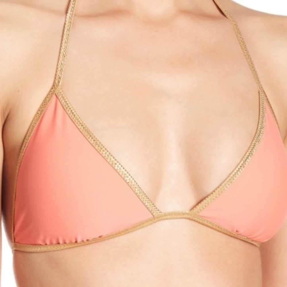 Sam Edelman Reversible Pink & Gold Bikini Top